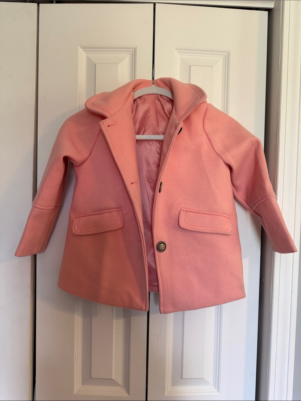 Girls Pink Wool-Blend Coat - Classic Winter Jacket
